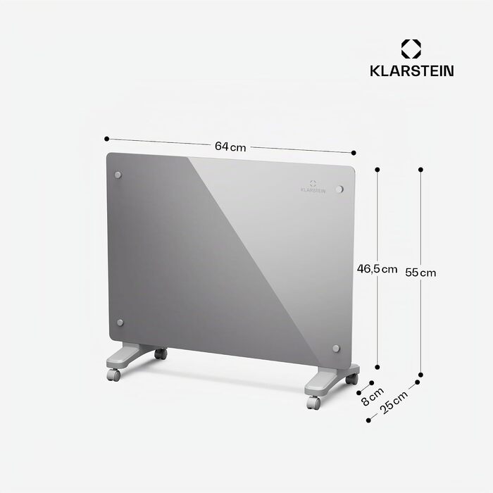 Електричний конвектор Klarstein Bansin Smart 2500W з керуванням через додаток, X-подірним нагрівальним елементом та захистом від перегріву, IP24, для кімнат та зимових садів