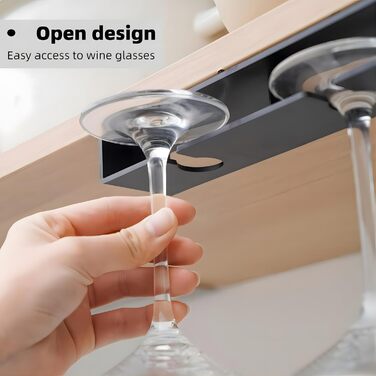 Тримачі для келихів вина настінні, самоклеючі, без свердління, для бару (чорний, 2 шт.)