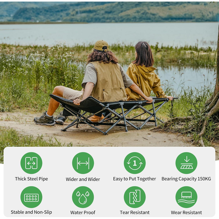 Розкладне ліжко Naturehike для кемпінгу з подушкою, 190 x 70 x 48 см, з утеплювачем, вантажопідйомність 150 кг, портативний шезлонг