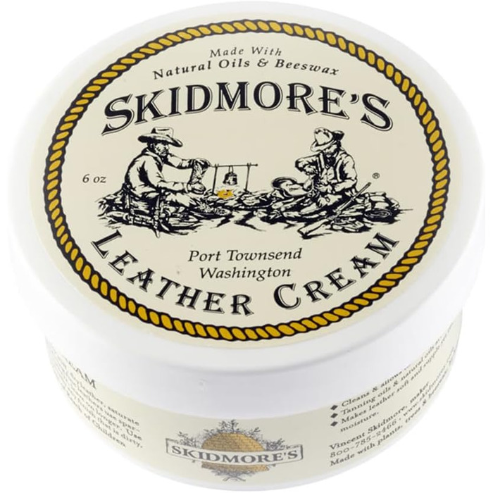 Skidmore's Original Leather Cream | 100% Natural, non-toxic, water-repellent formula is a conditioning and cleaning balm | 6 ounces