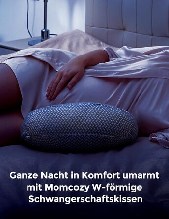 Подушка для вагітних Momcozy з кристального велюру U-подібної форми (145 см) - для тих, хто спить на боці, знімає напругу з спини та стегон (темно-сіра, W-подібна)