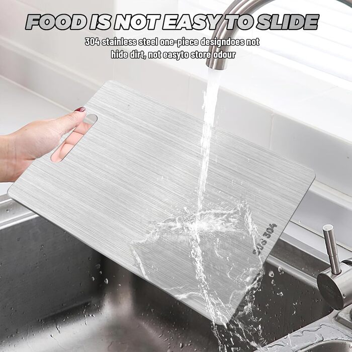 Набір з 2 титанових дощок для нарізання, нержавіюча сталь, двосторонні, харчова якість, для м'яса, овочів, фруктів