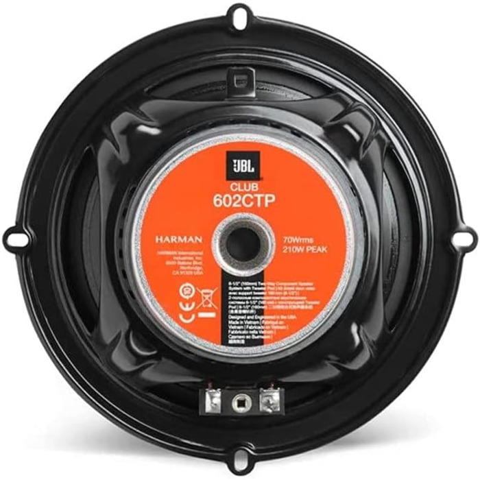 Автомобільна акустика JBL Club 602CTP, 2-смугові компонентні динаміки 210 Вт, 16 см, з твітерами і кросоверами, чорний