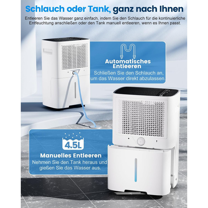 Електричний осушувач повітря 30л з LED-дисплеєм, таймером та функцією відтавання. Підходить для квартир, ванних кімнат та підвалів. Осушувач повітря високої продуктивності, 200 м³/60 м²