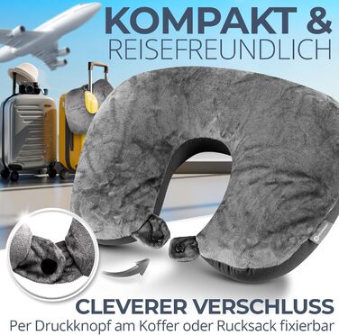 Подушка для шиї 2-в-1 з мікроперлами, 37x27 см - Подушка-воротник для подорожей (сіра)