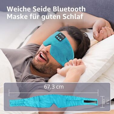 Маска для сну Joythink з Bluetooth 5.3 навушниками, шовкова, для бічного сну, 16 год. автономії, миюча, для подорожей, медитації (блакитна)