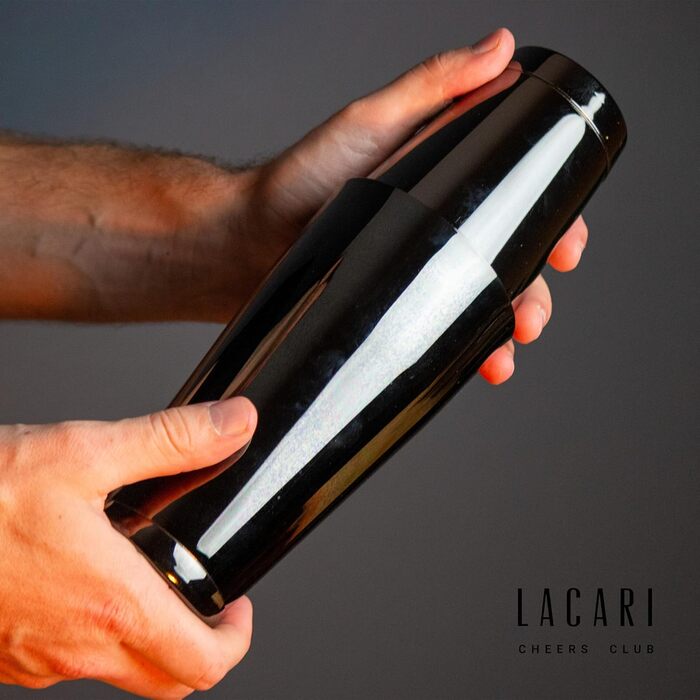 Boston Shaker | Stainless Steel Tin Tin Shaker | Lacari ORIGINAL Cocktail Shaker | Boston Cocktail Shaker | Color: Black | Stainless Steel Cocktail Shaker | Cheers Club