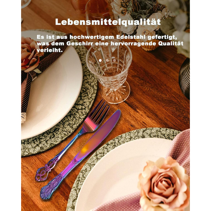 Набір столових приборів Retro на 6 осіб з нержавіючої сталі, 24 предмети, антикварний бароковий дизайн (Райдуга)