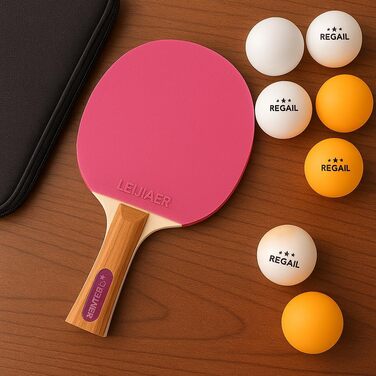 Набір для настільного тенісу Leijiaer: 4 преміум ракетки (2 сині, 2 рожеві), 8 м'ячів та сумка - професійні ракетки для гри в приміщенні та на вулиці, підійдуть дітям та дорослим