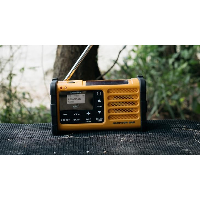 Радіо Sangean MMR-88 DAB: Багатофункціональне аварійне радіо з ручним заводом, DAB+, FM-RDS, LED-ліхтарик, для відпочинку на природі, кемпінгу та надзвичайних ситуацій, жовте