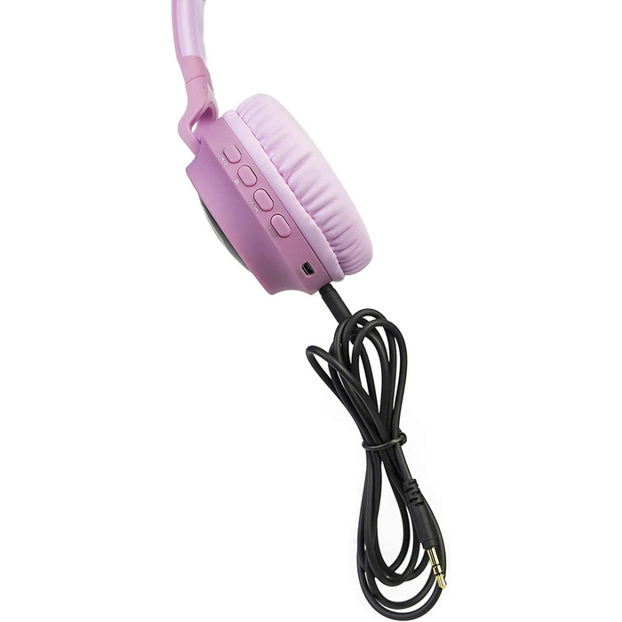 Дитячі навушники PowerLocus Bluetooth Over-Ear з LED-підсвічуванням, 85dB, HD Stereo, мікрофон для телефону, планшета, ПК, TV (N-Рожевий)