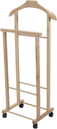 Tomaino - Valet's Bedroom in Wood - Clothes Rack with Wheels Ambrogio - Modern Valet for Clothing and Accessories (Natural)