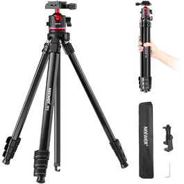 NEEWER Штатив для камери 169см, легкий, з кульковою головкою, Arca тип, тримач для телефону, максимальне навантаження 11lb, TP12