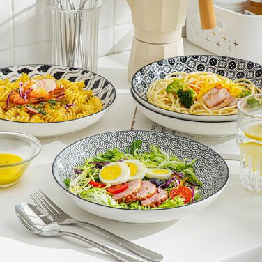 Набір супових тарілок Vancasso HARUKA, 4 шт., 1000 мл, чорний керамічний посуд