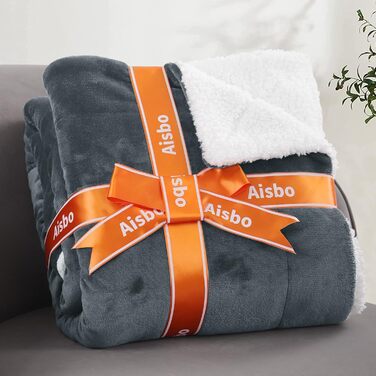 Плед Aisbo Warm Kuscheldecke: теплий, м'який, флісовий плед 150x200 см, XL, для дивана, антрацит