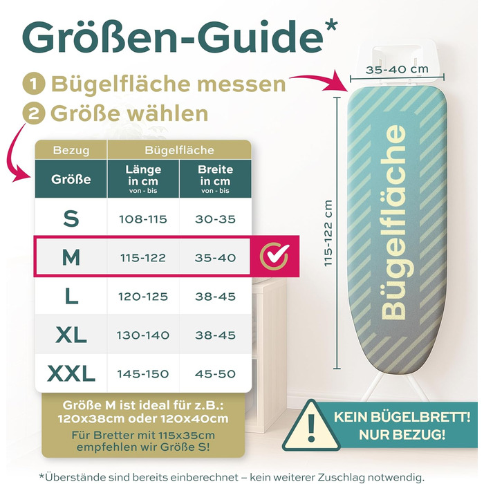 Чохол для прасувальної дошки Turbo 120x40 см – відбиває тепло, для швидкого прасування, з гумкою, 2 комфортні подушки, OEKOTEX100, Made in Europe, сірий/білий, розмір M