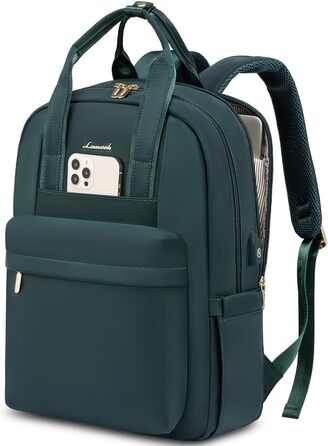 LOVEVOOK Рюкзак для жінок великий, рюкзак для школи з відділом для ноутбука, стильний рюкзак для подорожей, щоденний рюкзак ручної поклажі для університету, офісу, роботи, чорний (17.3 дюйми, темно-зелений)
