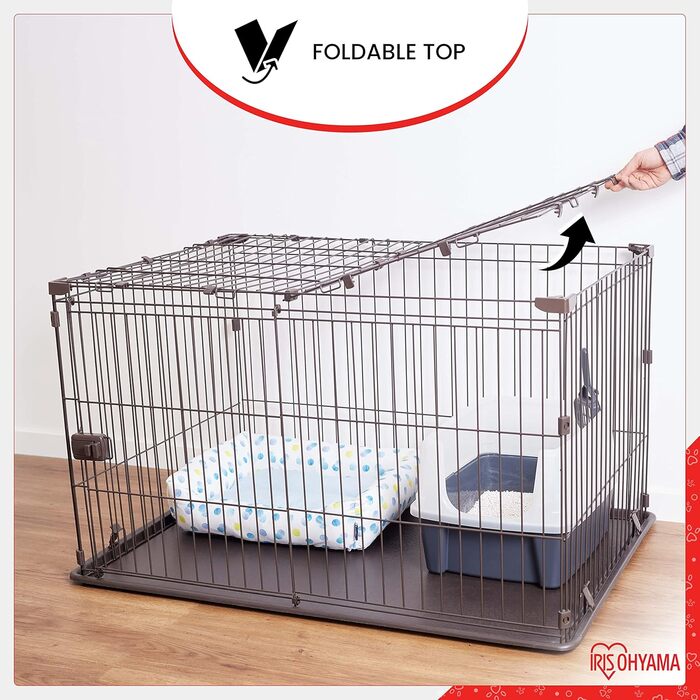Клітка-вольєр для собак, котів та кроликів Iris Ohyama, 1.7 м², 8 панелей, WPC-24, чорний, з колесами