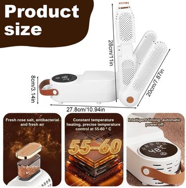 Електричний сушильник для взуття та рукавичок з таймером, 4 тримачі, складна конструкція