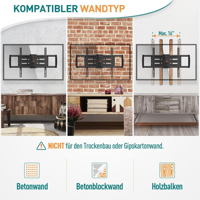 Настінна кріплення для телевізора ELIVED EV015 - 37-84 дюймів, LED, LCD, OLED, Plasma, рухливе, до 45кг, VESA 600x400 мм