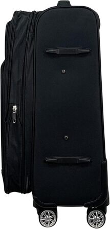 Чемодан-ролер Stoff з можливістю розширення, 4 колеса (M/L/XL/XXL або набір 4 шт.), м'який, великий (75 см), чорний