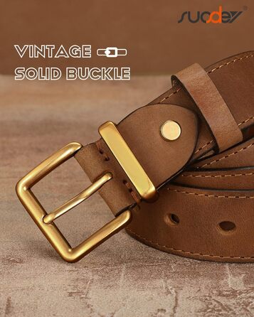 Жіночий шкіряний ремінь SUOSDEY вінтажний, коричневий, ширина 3.3 см, для джинсів, штанів, суконь, золота/срібна пряжка, розмір 68-80 см