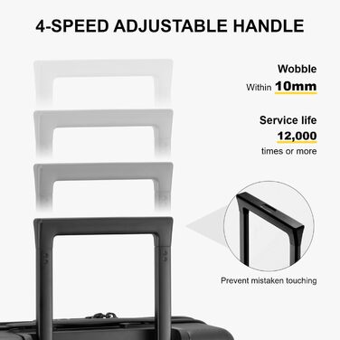 Чемодан-валіза LEVEL8, валіза на колесах, валіза для подорожей, жорсткий корпус, 4 колеса, ручна поклажа, TSA, 100% полікарбонат, мікро-діамантова текстура, великий (66см, 65л, чорний), темно-сірий, S (54x23.5x37см, 40л) з 6 шт.