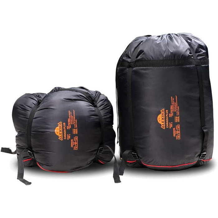 Спальний мішок Alexika Canada Plus – теплий, зручний, прямокутний, цілорічний для дорослих та сімей. Підходить для кемпінгу та відпочинку на природі за низьких температур (до -6°C). Розмір 230x100 см, з компресійним мішком.