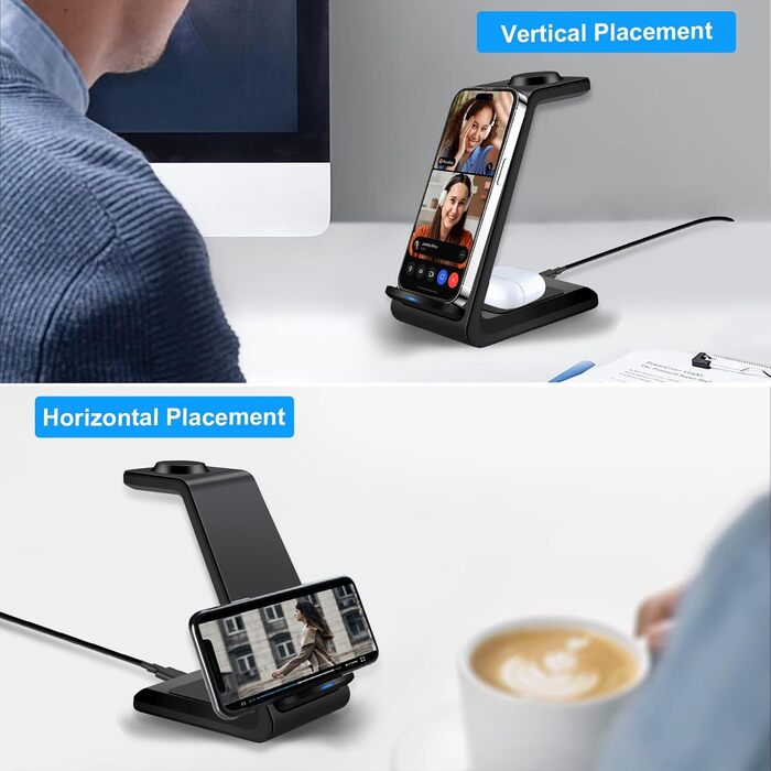 3-в-1 Бездротова зарядка Induktive для iPhone, Apple Watch та AirPods Pro