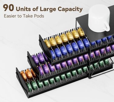 Тримач для капсул кави Nespresso Vertuo та Dolce Gusto на 50 капсул, металевий, чорний