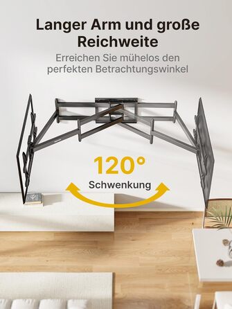 Кріплення для телевізора monTEK 1080mm для 43-90 дюймів (Flat/Curved), до 60 кг, поворотне та нахильне, VESA 800x400 mm