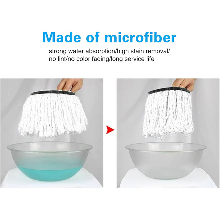 6-Piece Replacement Heads for Queta Spin Mop - Microfiber Mop Refill Head, 360° Spin Mop for Home Cleaning, Effective Cleaning of Heavy Dirt