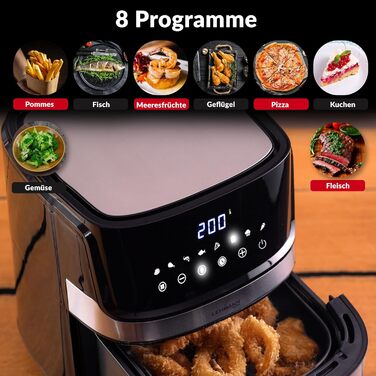 Фритюрниця без олії LEHMANN XL 6.5л з 8 програмами, цифровим дисплеєм та антипригарним покриттям