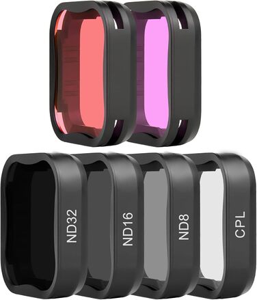 Фільтри для GoPro Hero 7 6 5: Набір SOONSUN (ND8, ND16, ND32, CPL, червоний, маджента) - 6 шт.