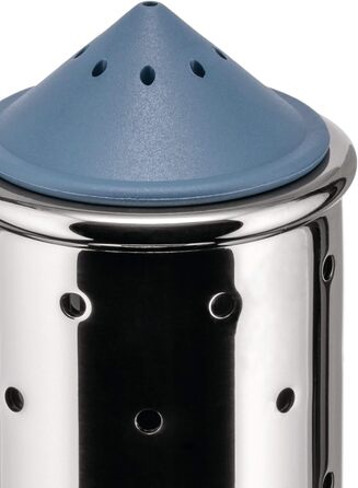 Alessi Salt Shaker, Blue, Stainless Steel, 6.5 x 7 x 24 cm