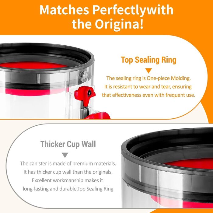 Прозорий контейнер для пилу SQLJYU для пилососів Dyson V10, SV12, SV13, SV27 - замінна частина