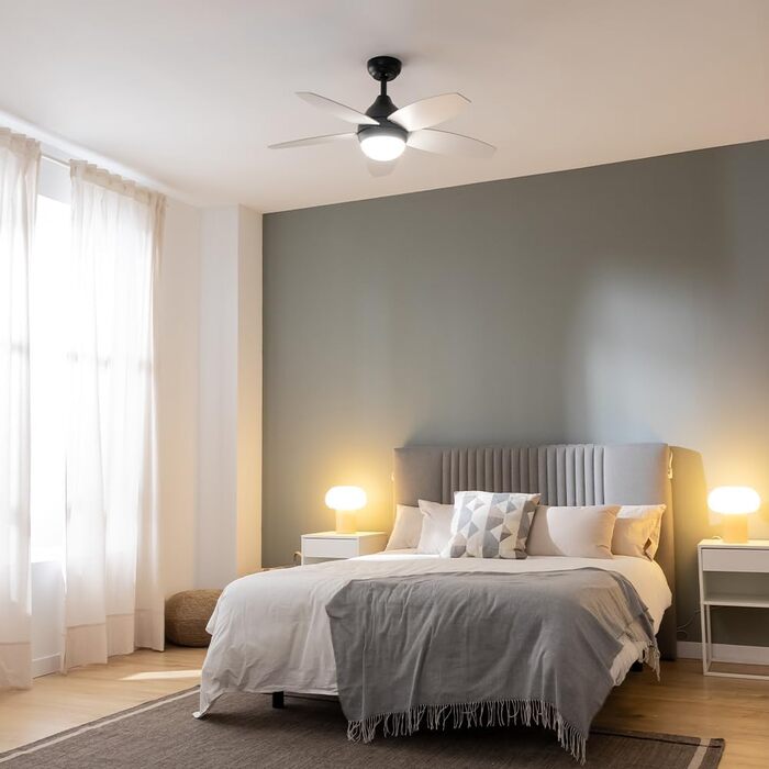 Стеляний вентилятор Cecotec EnergySilence Aero 495 з підсвічуванням, 55W, 42 дюйми, 5 лопатей, LED, пульт, таймер, 3 швидкості (чорний/білий)