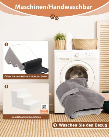 Східці для собак KSIIA, 44 см, знімний пральний чохол, для кішок та собак, протиковзкі, для ліжка/дивану, сірий, 60x38x44 см