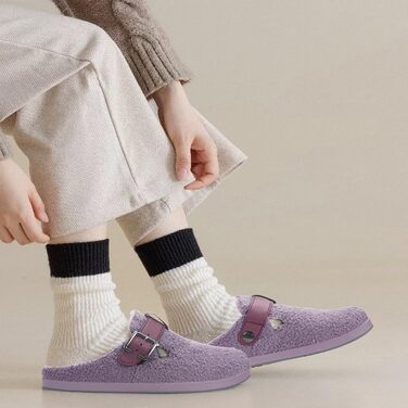 Тапочки халатні жіночі та чоловічі з підкладкою Polar Fleece, зимові, теплі, зручні, халатні, для дому, саду, пляжу, фіолетові (40 EU)