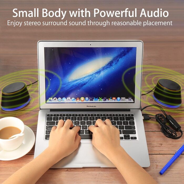 Динаміки Sanyun SW102 для ПК: стерео 2.0, глибокий бас, USB/3.5mm, білий/чорний