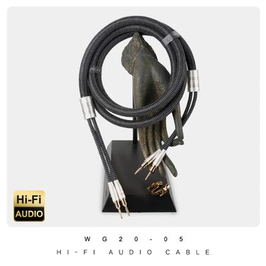 Кабель акустичний SKW з банановими роз'ємами, мідно-срібний HiFi кабель для домашнього кінотеатру, підсилювача та колонок, 1м (пара)