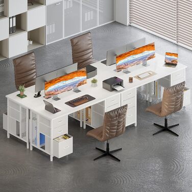 Комп'ютерний стіл Coleshome з 6 шухлядами 160x52 см, білий для дому та офісу