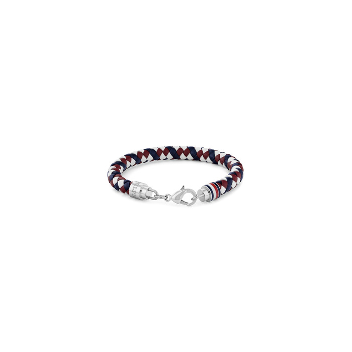 Браслет шкіряний чоловічий Tommy Hilfiger з нержавіючою сталлю (синій, червоний, білий)