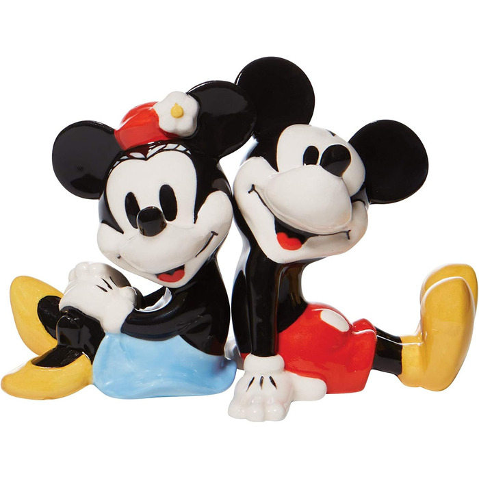 Enesco Disney Ceramics Salt and Pepper Shaker Set, Sitting, Mickey and Minnie Mouse, 8.9 cm, Multicolor