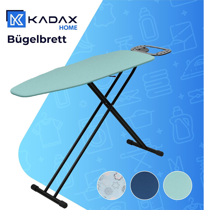 KADAX Ironing Board, 120x38 cm Folding Ironing Table, Height-Adjustable Steam Ironing Table, Steam Ironing Board with Non-Slip Feet, Table with 8mm Foam Padding (Mint)
