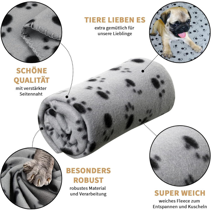 М'яка ковдра для котів та собак OMH nutrition OH MY HEALTH, 3 шт., 70x100 см, фліс, для дому та авто