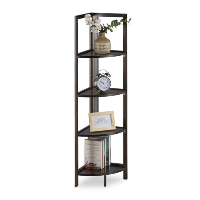 Relaxdays Bamboo Corner Shelf with 4 Shelves