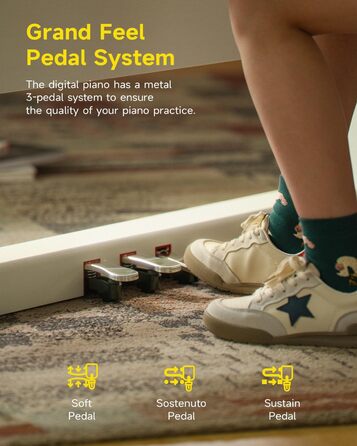 Цифрове піаніно Donner DDP-95 для початківців з 88 важними клавішами, бездротове підключення, LCD дисплей, 610 тембрів, 600 ритмів, 3 навчальні режими, біле