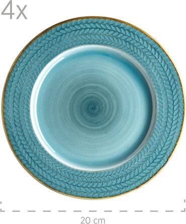 MÄSER Prospero: 8-Piece Premium Dinner Set for 4 (Turquoise, Vintage Style)