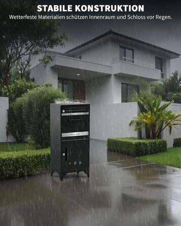 Поштовий ящик антрацит з гравіюванням, персоналізований, 2-в-1, нержавіюча сталь, з відділенням для газет та посилок (XXL)